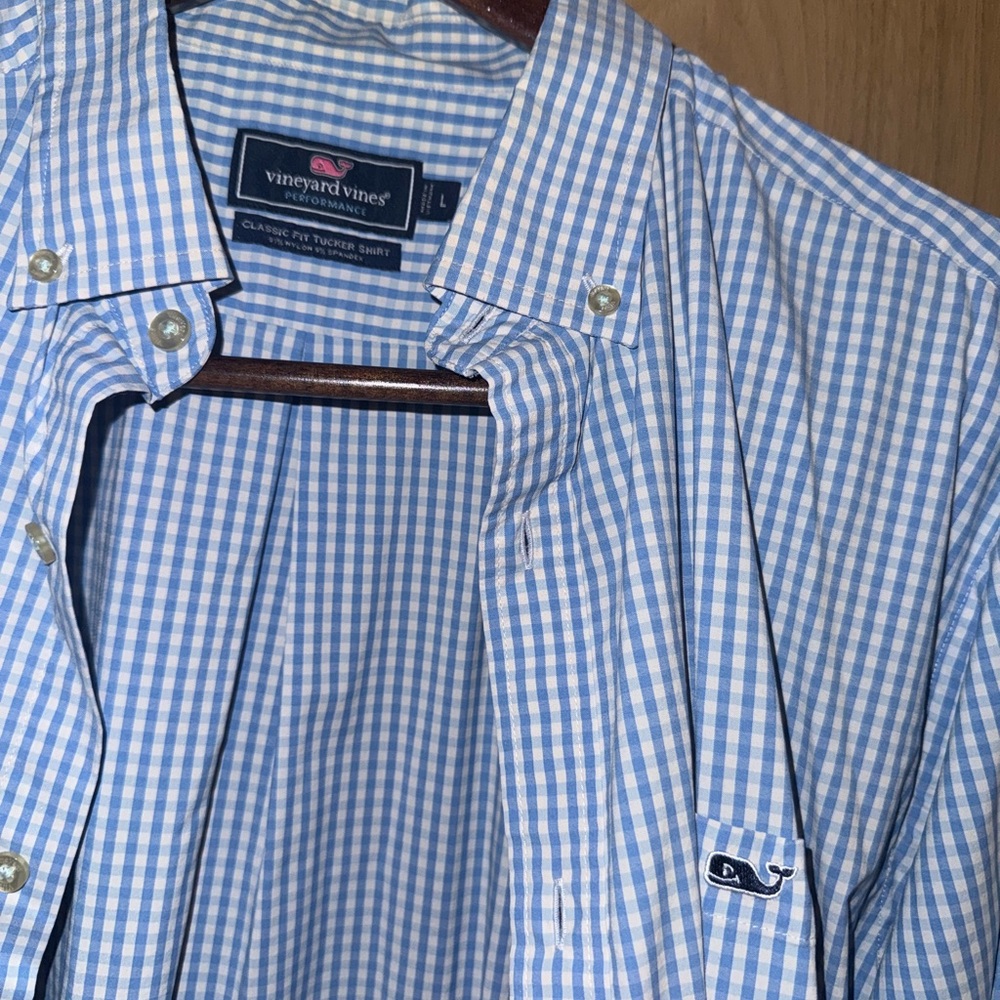 Vineyard Vines Sky Blue Gingham Button Down Shirt